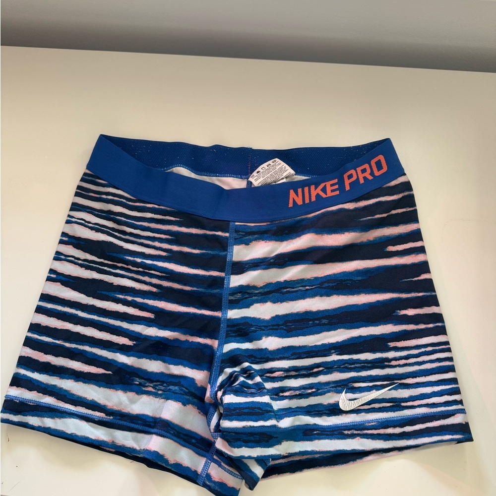 Nike Pro Blue and Pink Patterned Shorts